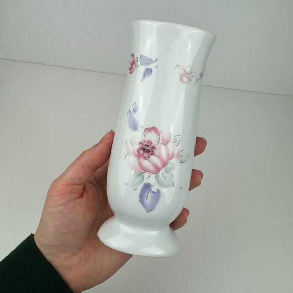 Vtg 90s Especially for you FTD Flower Vase White Pastel Floral Image 6.5in tall - Picture 11 of 14